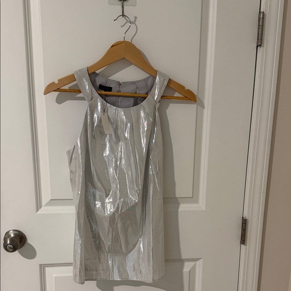 Talbots Shimmering Silver Sleeveless Blouse